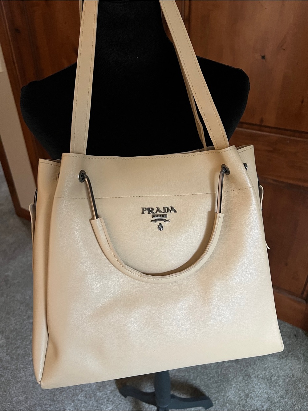 Tan Leather Tote with Top Handles